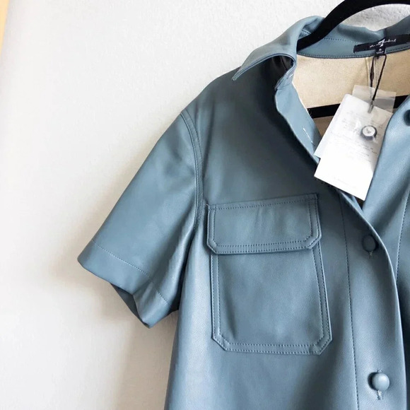 NEW 7 For All Mankind Faux Leather Shirt Dress Button Down Size Small - Picture 7 of 7